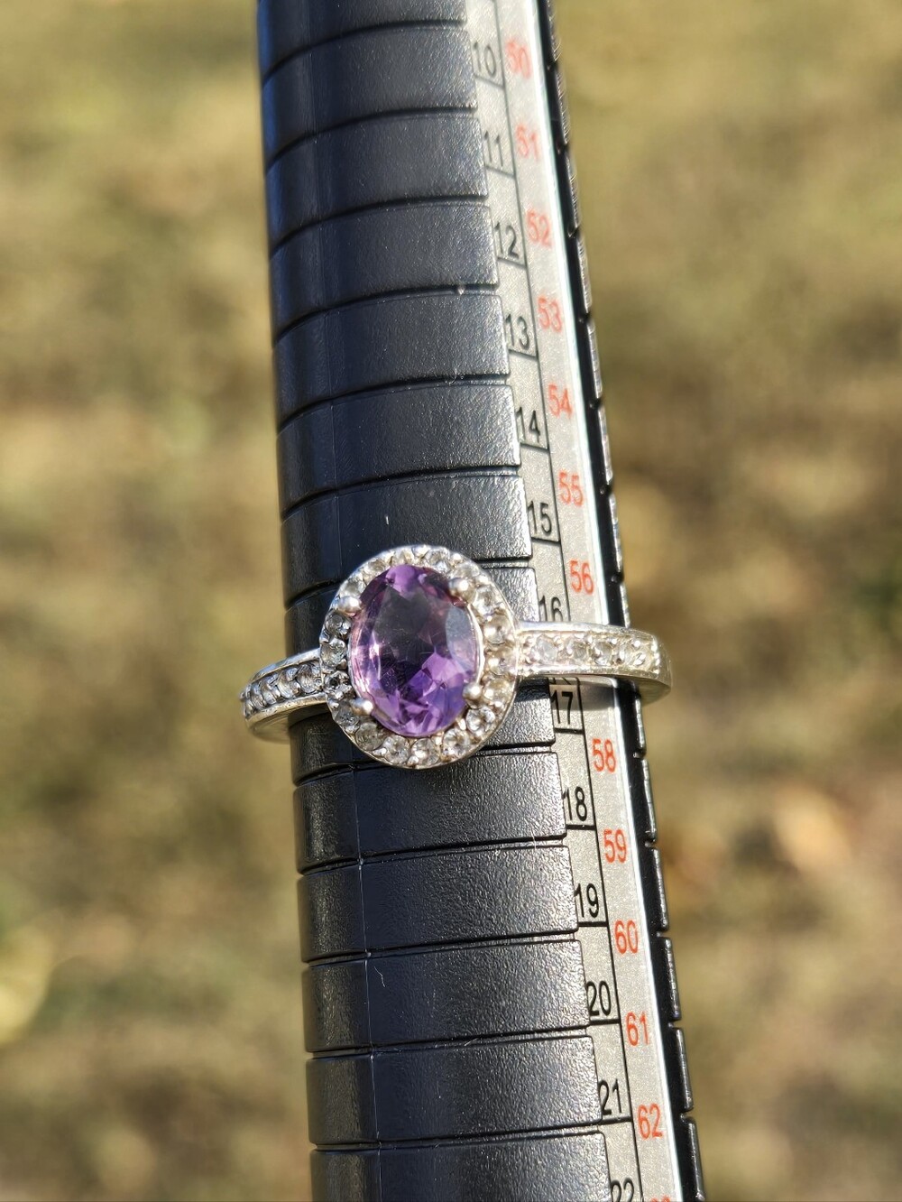 Sterling Silver Amethyst And White Sapphire Ring- Size 8